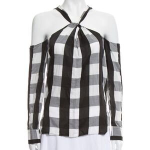 Rag & bone cold shoulder plaid blouse